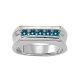 Blue Diamond Men Man Channel Design Promise Ring 14K Gold