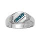 0.25 Carat Blue Diamond 3 Stone Mens Man Promise Wedding Ring 14K Gold