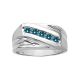 0.5 Carat Blue Diamond Fancy Channel Mens Man Wedding Ring Band 14K Gold