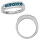 Blue Diamond Designer Mens Man Wedding Channel Band Ring 14K Gold