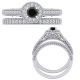 Black Diamond Victorian Halo Solitaire Couple Ring 14K Gold