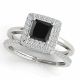 Black Diamond Princess Precious Engagement Bridal Ring Band 14K Gold