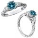 Blue Real Diamond Fancy Solitaire Promise Wedding Ring 14K Gold