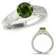 Green Real Diamond Milgraining Solitaire Bridal Ladies Ring 14K Gold