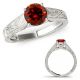 Red Real Diamond Milgraining Solitaire Bridal Ladies Ring 14K Gold