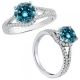 Blue Real Diamond Fancy Solitaire Promise Anniversary Ring 14K Gold