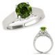 Green Real Diamond Solitaire Vintage Wedding Ring 14K Gold