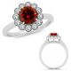 1.5 Carat Real Red Diamond Sun Flower Design Halo Ring Solitaire Band 14K Gold