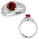 Red Real Diamond Designer Split Shank By Pass Cluster Ring 14K Gold