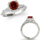  Red Real Diamond Fancy Square Halo Engagement Bridal Ring 14K Gold