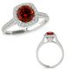 Red Real Diamond Classy Round Wedding Halo Ring Band 14K Gold