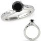 Black Real Diamond By Pass Solitaire Engagement Ring 14K Gold