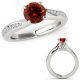 Red Real Diamond By Pass Solitaire Engagement Ring 14K Gold