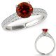 1.5 Carat Real Red Diamond Anniversary Solitaire Ring Eternity Band Set 14K Gold