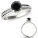 0.9 Carat Real Black Diamond Beautiful Designer Anniversary Promise Ring 14K Gold