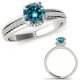 0.9 Carat Real Blue Diamond Beautiful Designer Anniversary Promise Ring 14K Gold