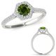 0.5 Carat Real Green Diamond Octagon Eternity Halo Wedding Promise Ring 14K Gold