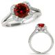 1.15 Carat Real Red Diamond Filigree Split Shank Cocktail Ring Band 14K Gold