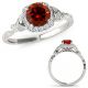 0.9 Carat Real Red Diamond Designer Engagement Promise Ring Band Set 14K Gold