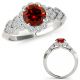 1.15 Carat Real Red Diamond Heart Flower Design Filigree Ring Band 14K Gold