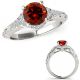 Red Diamond Milgraining Filigree Halo Ring Band Set 14K Gold