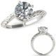 1 Carat Real G-H Diamond Filigree Designer Solitaire Ring Band Set 14K Gold