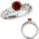 0.75 Carat Real Red Diamond Filigree Designer Wedding Ring Band Set 14K Gold