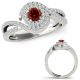 0.75 Carat Real Red Diamond By Pass Crossover Double Halo Ring Band 14K Gold