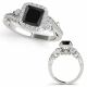 Black Diamond Classy Antique Halo Anniversary Ring 14K Gold