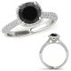 Black Diamond Cushion Halo Design Promise Wedding Ring 14K Gold