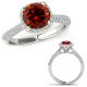 Red Diamond Cushion Halo Design Promise Wedding Ring 14K Gold