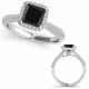 Black Diamond Classy Multirow Halo Engagement Ring 14K Gold