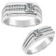 0.75 Carat G-H Diamond Classic Two Row Mens Wedding Ring Band 14K Gold