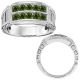 1 Carat Green Diamond Presidential Link 2 Row Mens Engagement Band 14K Gold