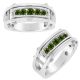 0.75 Carat Green Diamond 5 Stone Presidential Link Mens Wedding Band 14K Gold