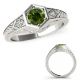 0.5 Carat Real Green Diamond Octagon Milgraining Design Solitaire Ring 14K Gold