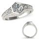 0.5 Carat Real G-H Diamond Octagon Milgraining Design Solitaire Ring 14K Gold