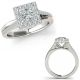 1.4 Carat G-H Real Square-Princess Diamond By Pass Halo Wedding Ring 14K Gold