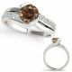 Champagne Diamond Solitaire By Pass Anniversary Ladies Ring 14K Gold