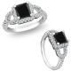 Square Princess Diamond Ribbon Halo Promise Ring