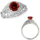 Red Real Diamond Filigree Designer Halo Wedding Ladies Ring 14K Gold