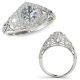 G-H Real Diamond Designer Filigree Victorian Bridal Halo Ring 14K Gold