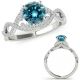 Blue Real Diamond Crossover Infinity Cluster Promise Ring 14K Gold