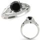 1.25 Carat Real Black Diamond By Pass Designer Victorian Marriage Ring 14K Gold