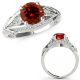 1.25 Carat Real Red Diamond By Pass Designer Victorian Marriage Ring 14K Gold