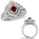 0.75 Carat Real Red Diamond Designer Victorian Halo Anniversary Ring 14K Gold