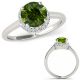 1.15 Carat Real Green Diamond Crossover Designer Halo Engagement Ring 14K Gold