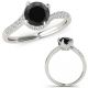 1.15 Carat Real Black Diamond By Pass Crossover Solitaire Fancy Ring 14K Gold