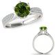 0.9 Carat Real Green Diamond Cathedral Double Row Band Bridal Ring 14K Gold