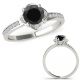 0.5 Carat Real Black Diamond Swirl Halo Petite Vintage Promise Ring 14K Gold